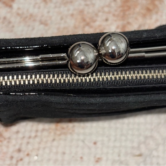 White House Black Market (WHBM) Black Suede Clutch w/Removeable Wristlet - Picture 5 of 6